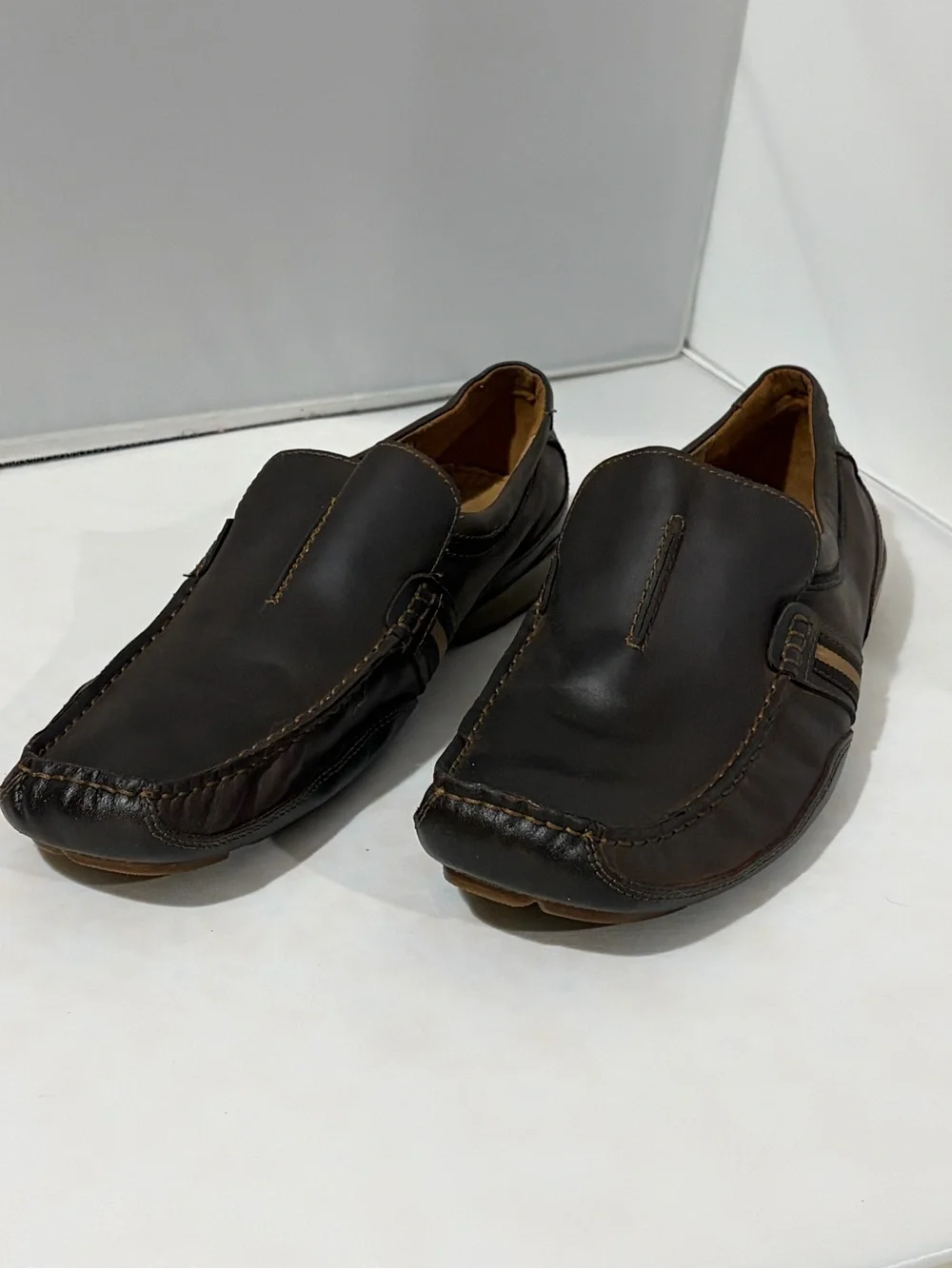 Steve Madden Men's Brown Leather Slip-On Loafers